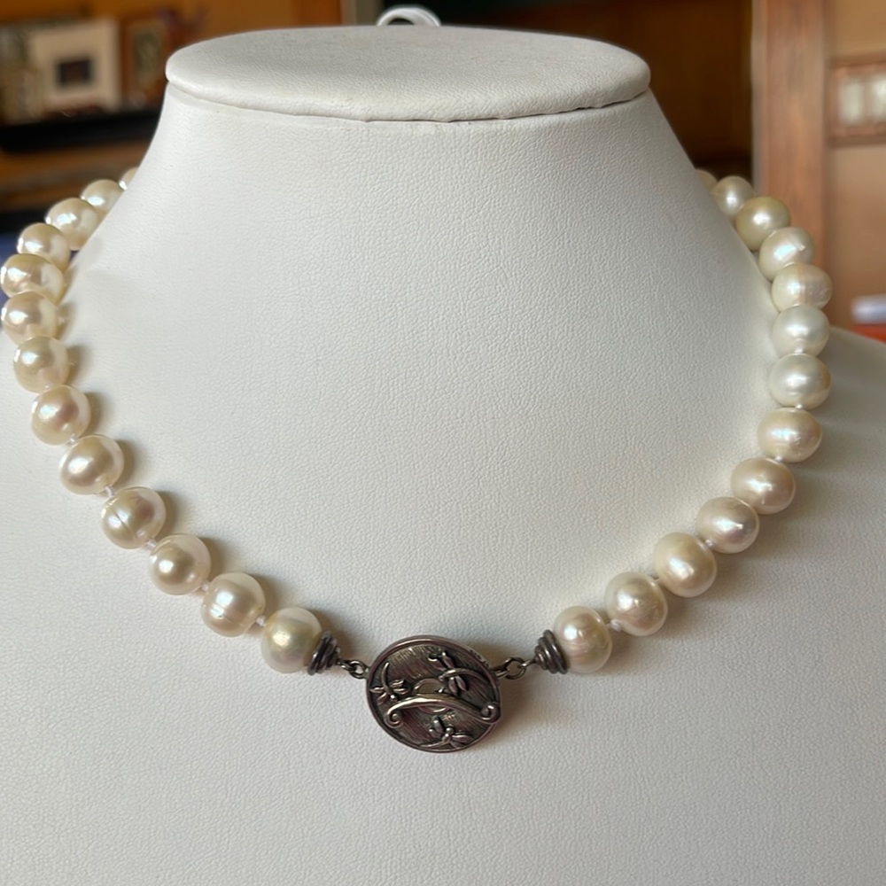 Sterling Silver 925 R.T. Dragon Fly Large Pearl Bead Necklace & earrings